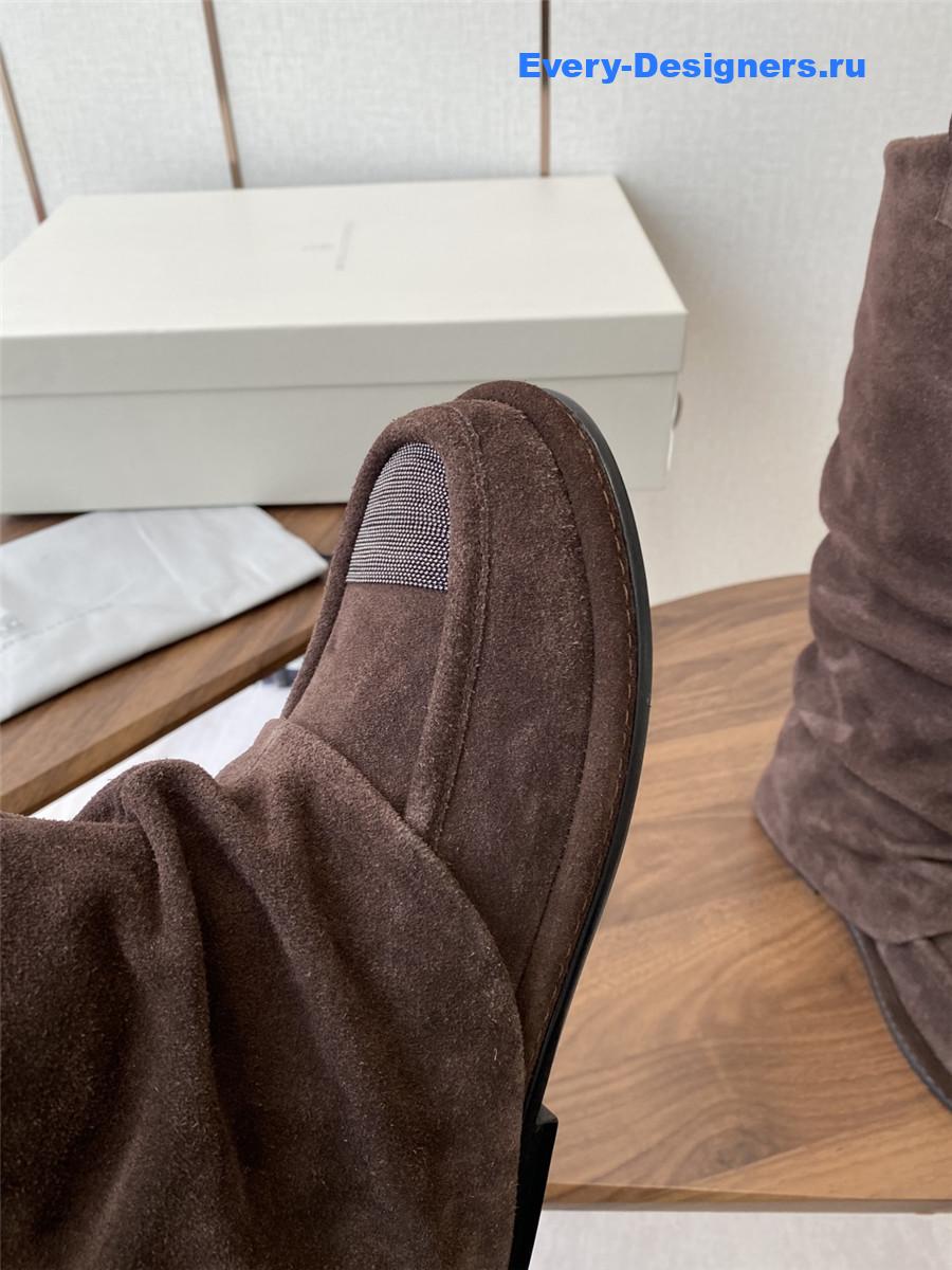 BC Dark Brown Striped Suede Long Boots