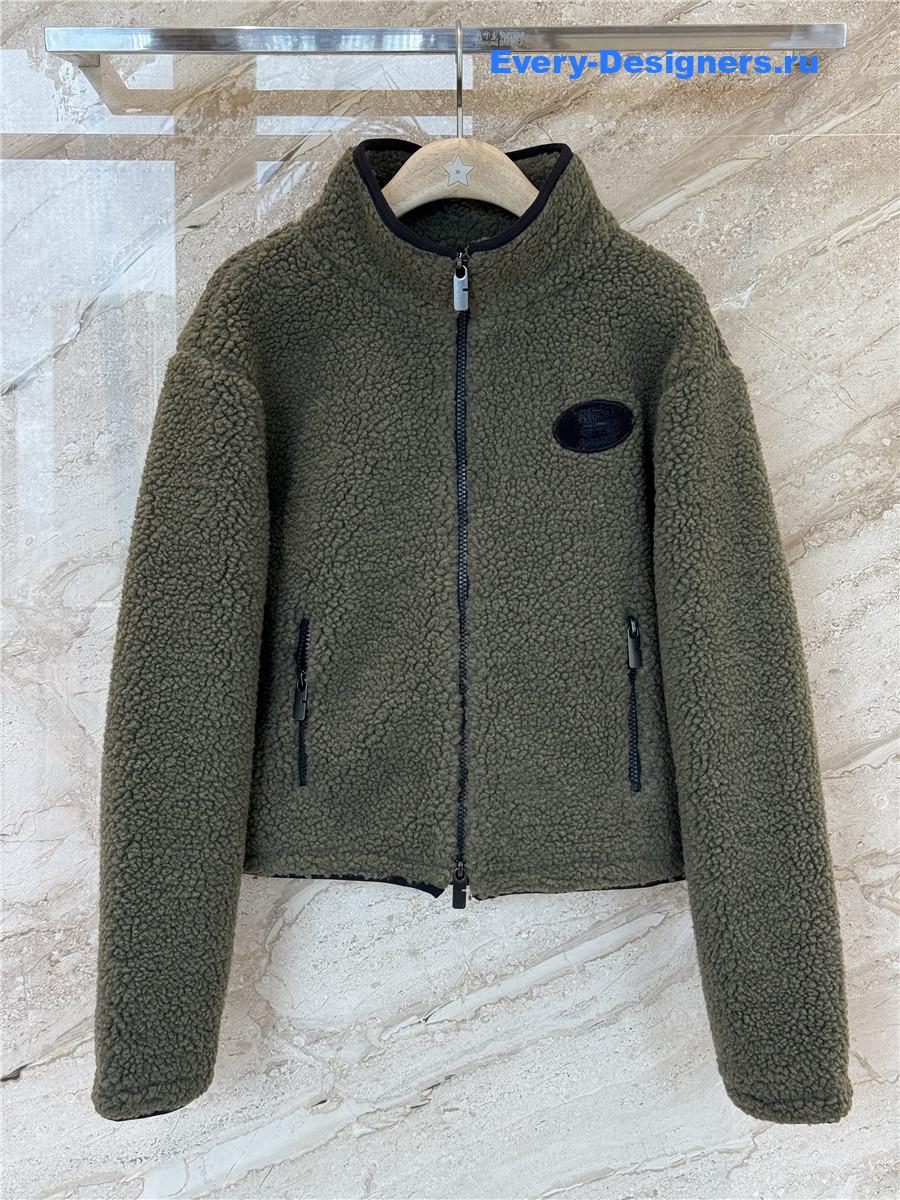 Bv*b*rry green taupe cropped fleece jacket