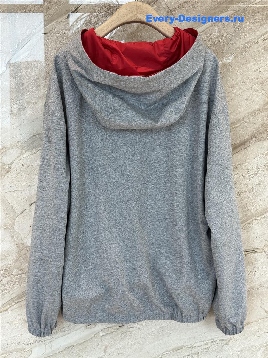 Miu Miu Grey Cotton Fleece Zipper Hoodie