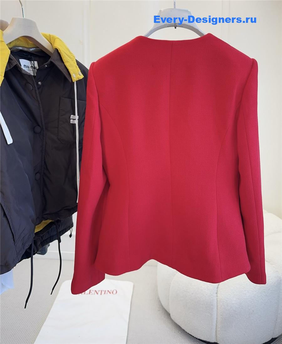 Va1e*ntin0 garavani red bow-detail crepe blazer