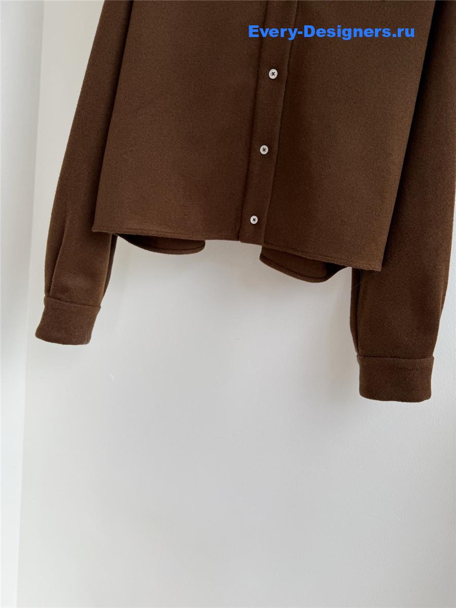 Miu Miu Brown Long-sleeve Cropped Shirt
