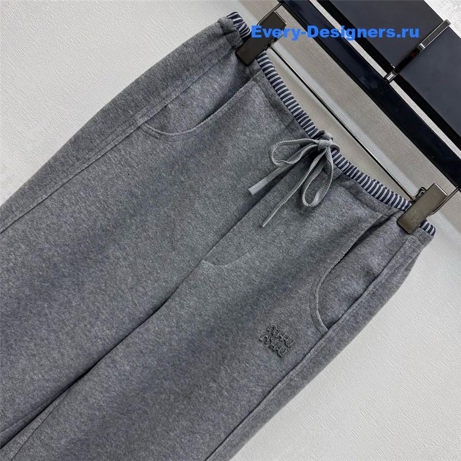 Miu Miu Grey Drawstring Straight-leg Trousers