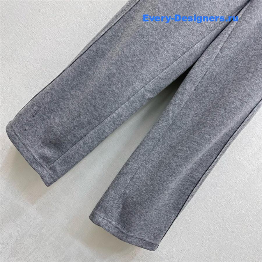 Miu Miu Grey Drawstring Straight-leg Trousers