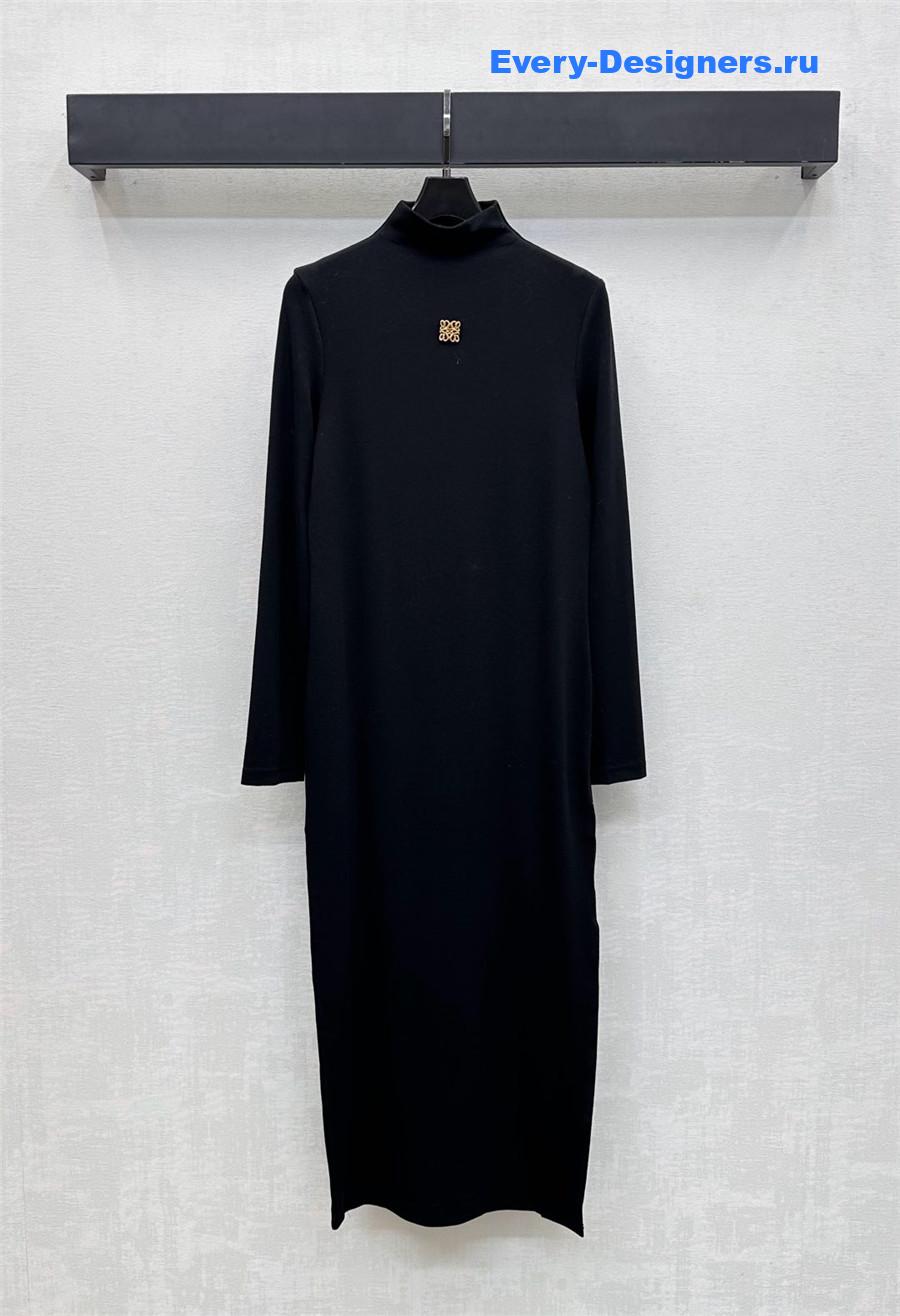 L0ew* black long-sleeve polo dress