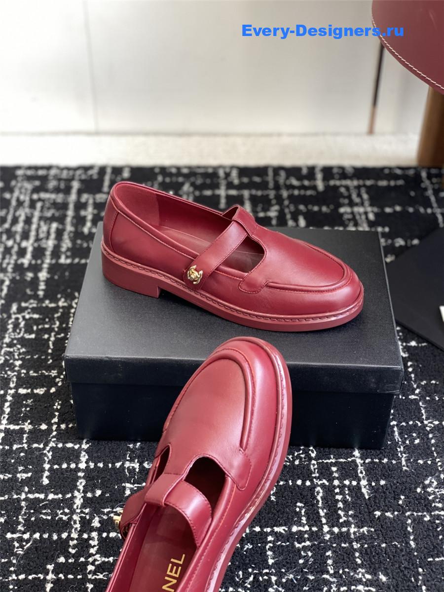 Ch**el burgundy calfskin moccasins