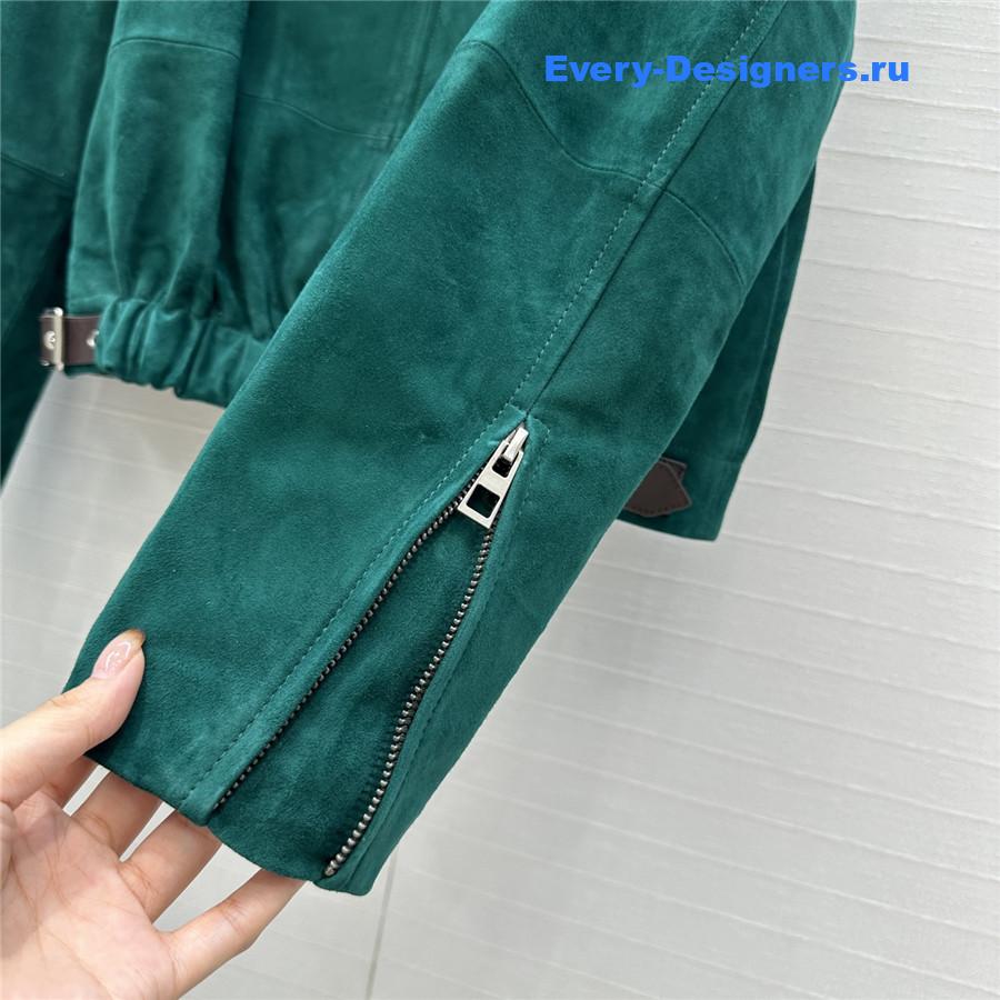 L0ew* green suede buckled shirt jacket