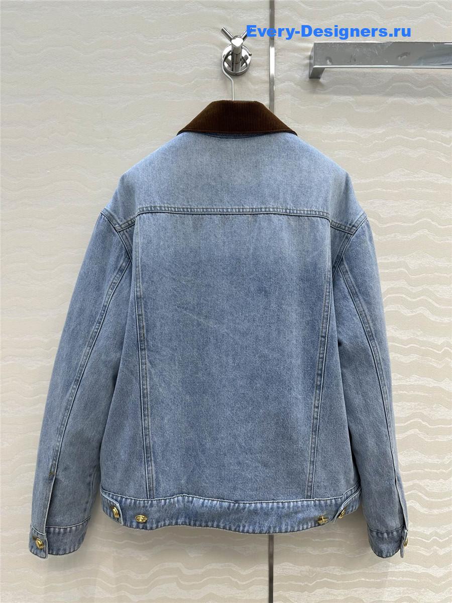 Miu Miu Embroidered-Logo Padded Denim Jacket