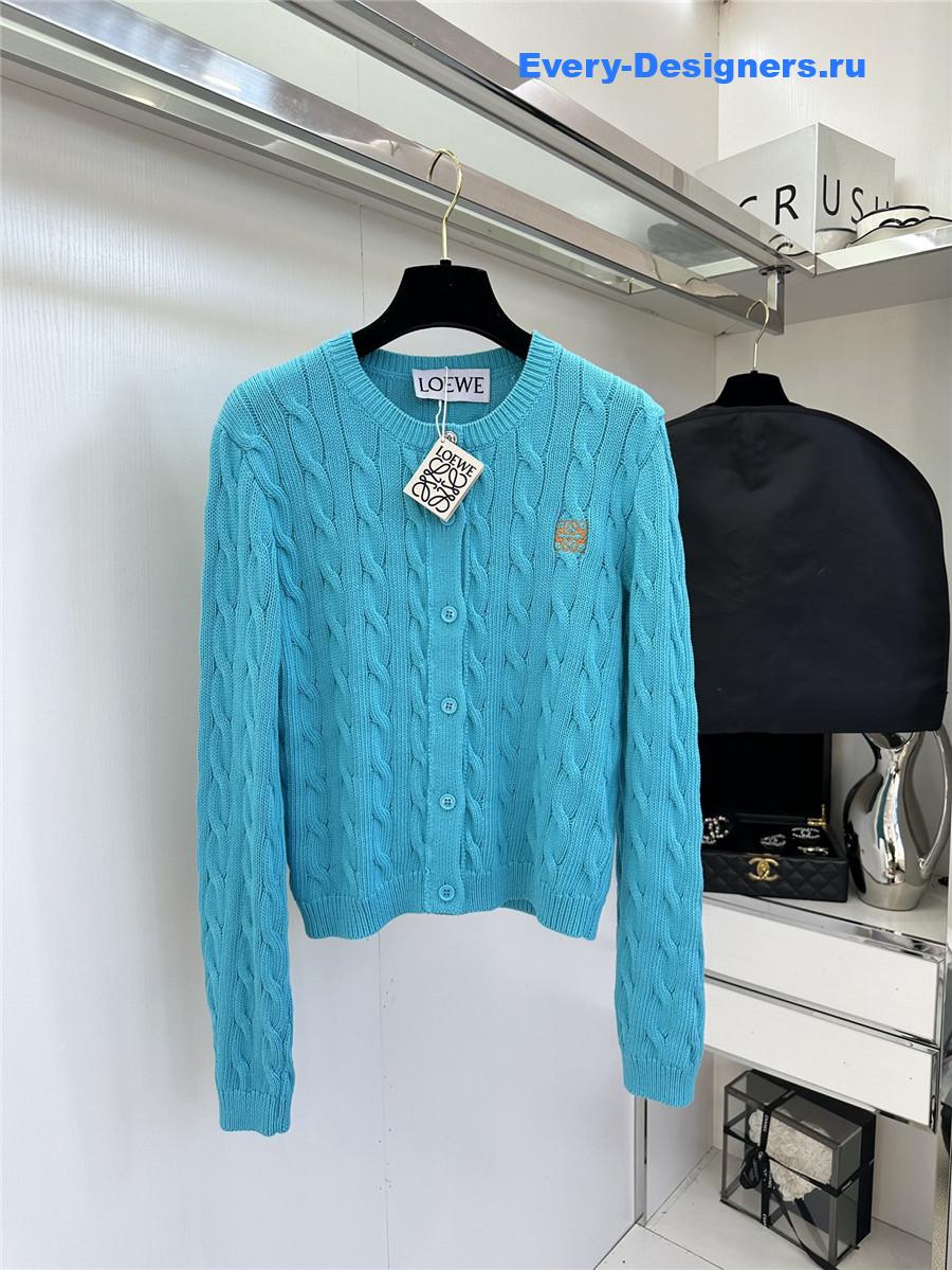 L0ew* anagram cable-knit cotton cardigan