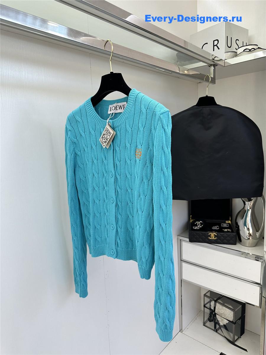 L0ew* anagram cable-knit cotton cardigan