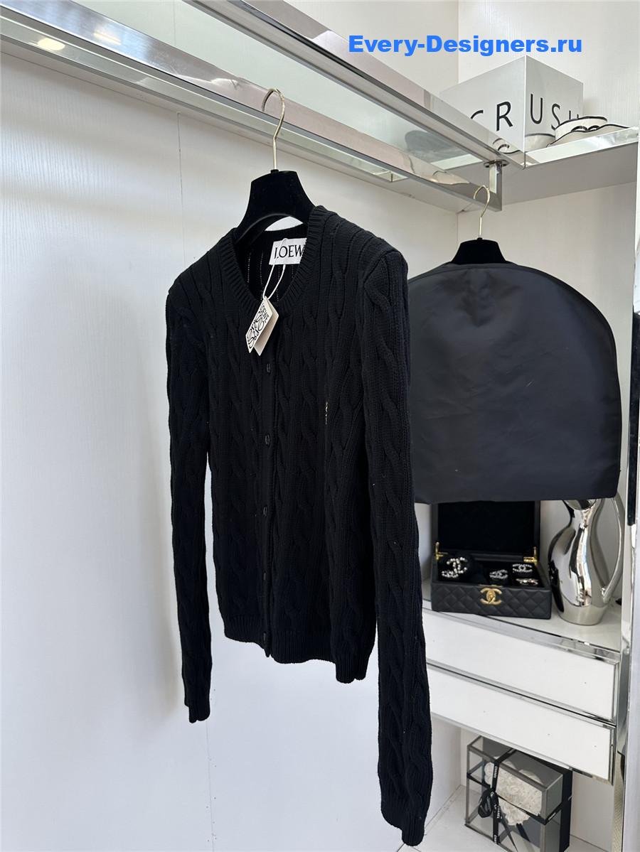 L0ew* anagram cable-knit cotton cardigan