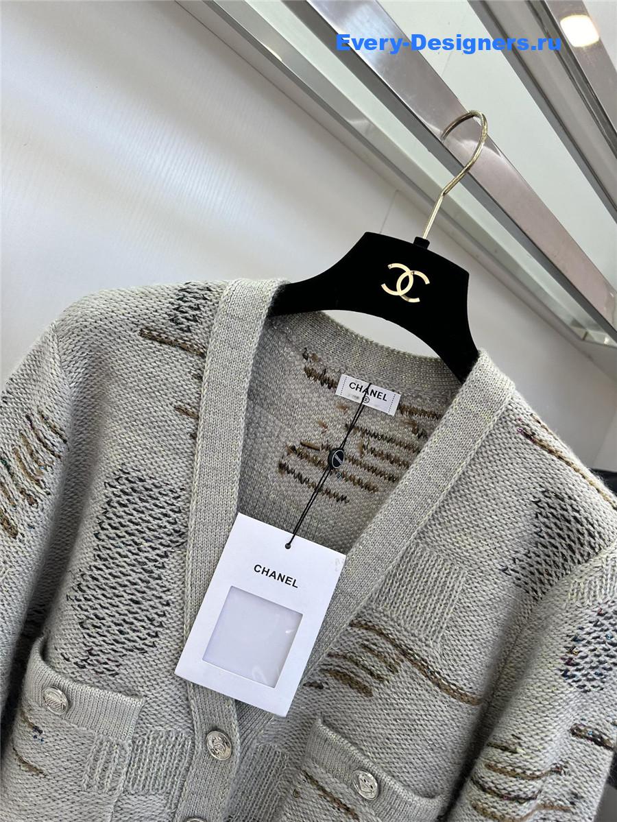 Ch**el dark gray wool cashmere cardigan