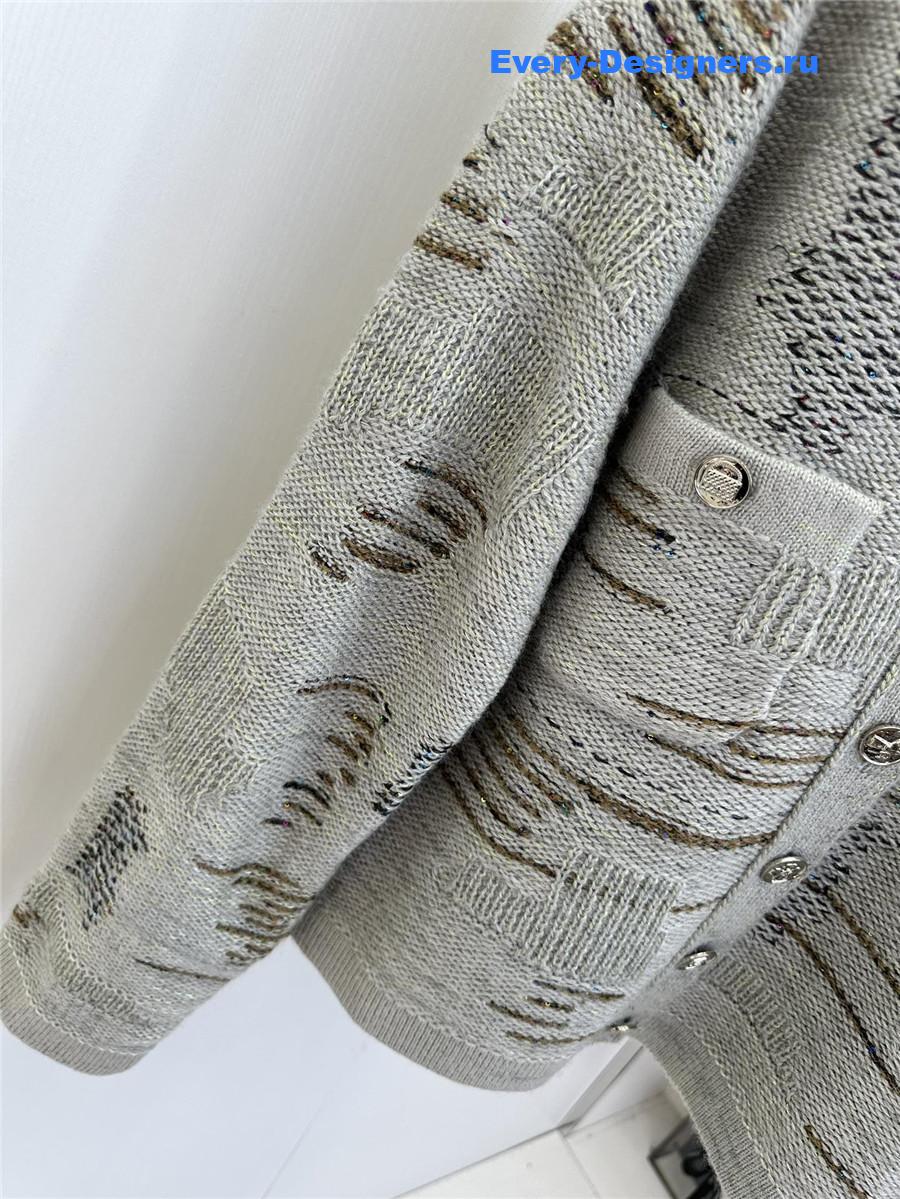 Ch**el dark gray wool cashmere cardigan