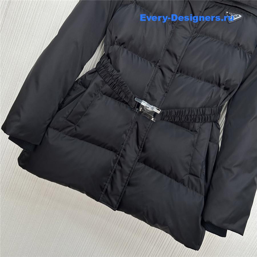 Pra*a fox fur collar hooded long down jacket