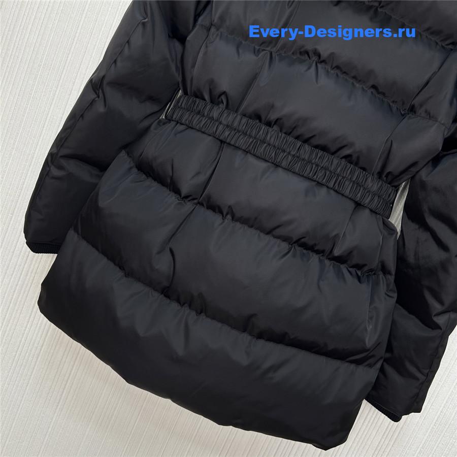 Pra*a fox fur collar hooded long down jacket