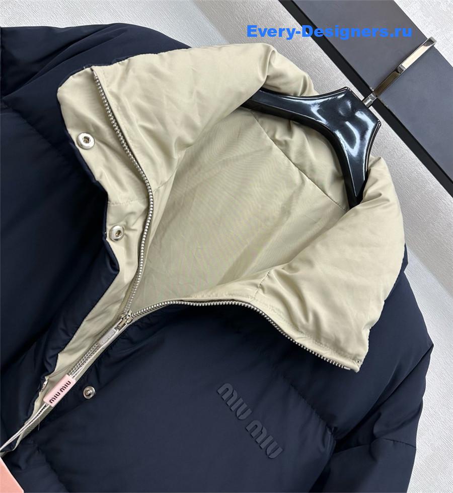 Miu Miu Blue Reversible Technical Pongé Down Jacket