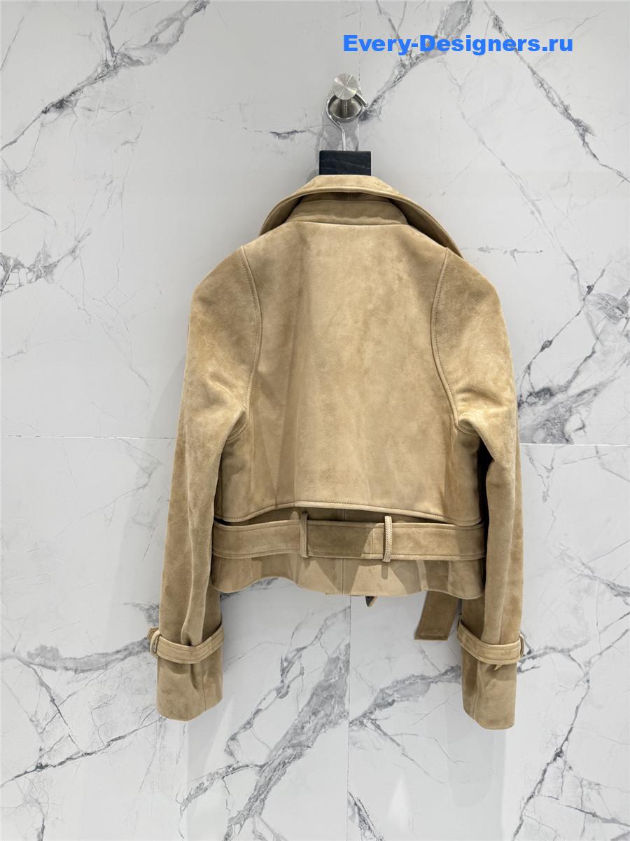 Sa1nt Lau*nt brown short suede trench coat