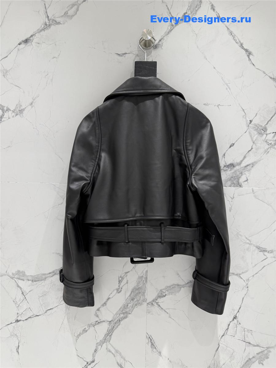 Sa1nt Lau*nt black short suede trench coat