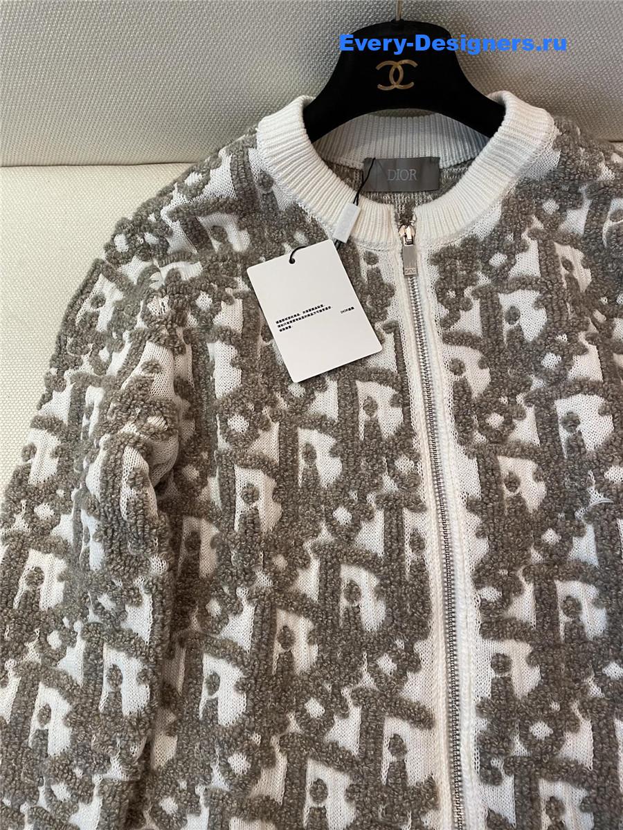 D10r oblique white wool cardigan