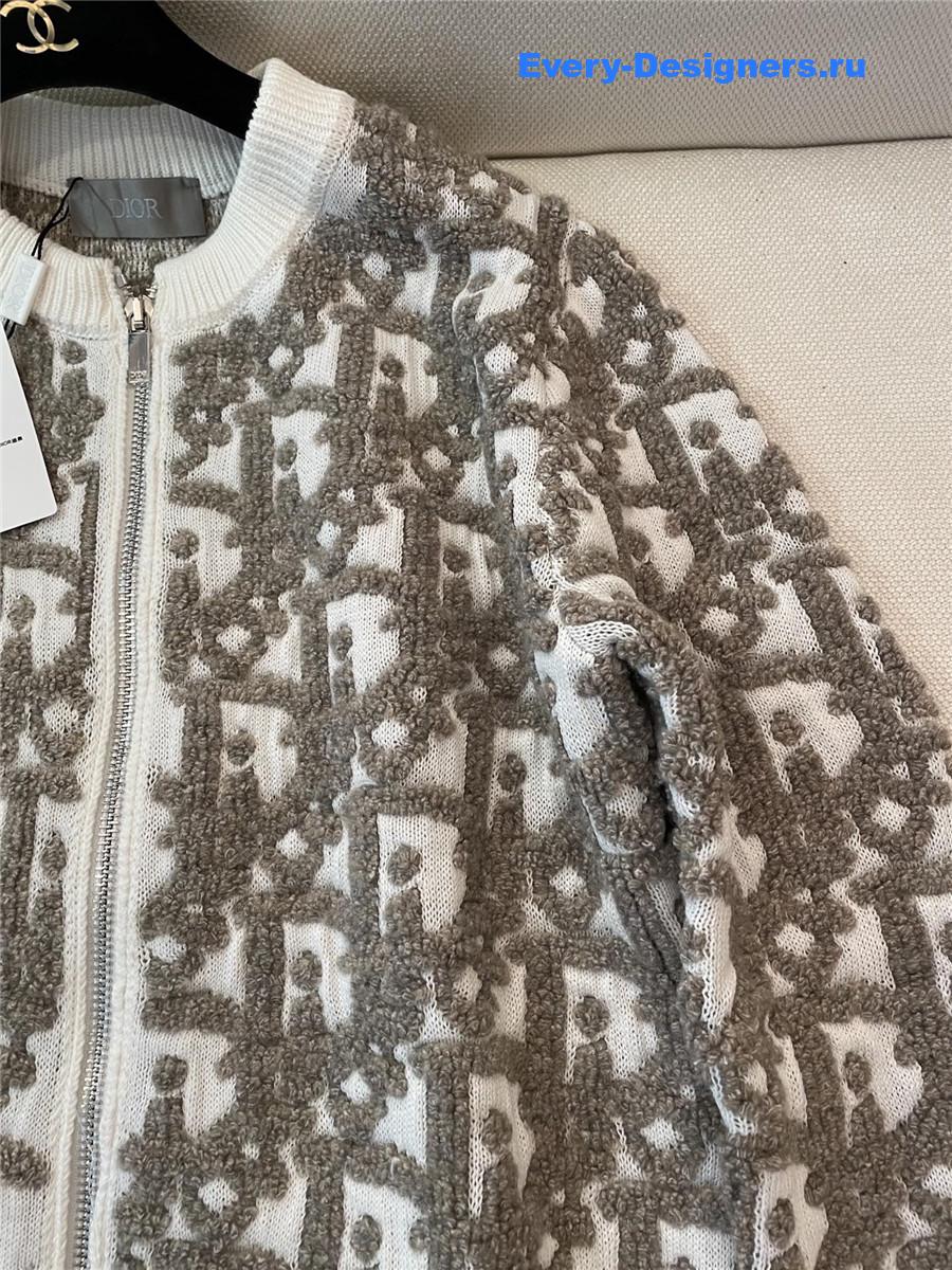 D10r oblique white wool cardigan