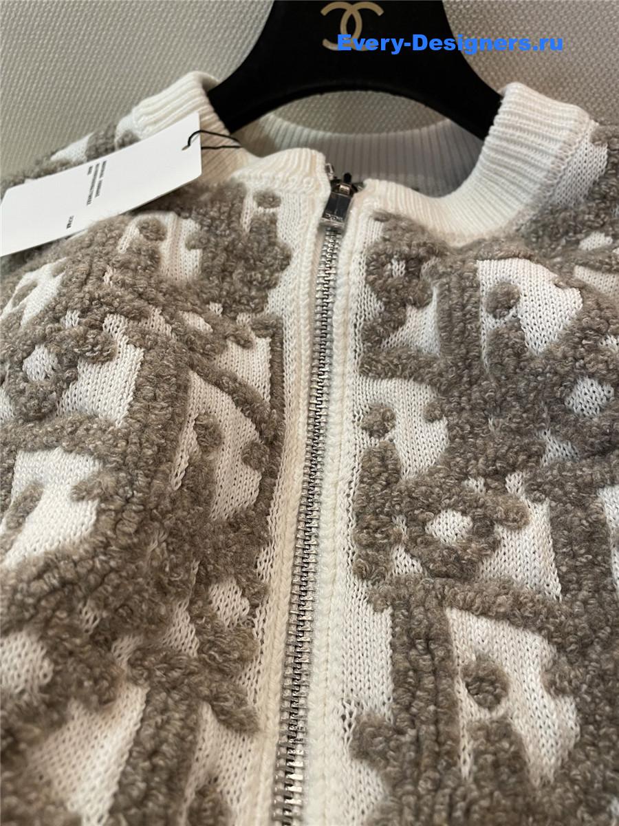 D10r oblique white wool cardigan