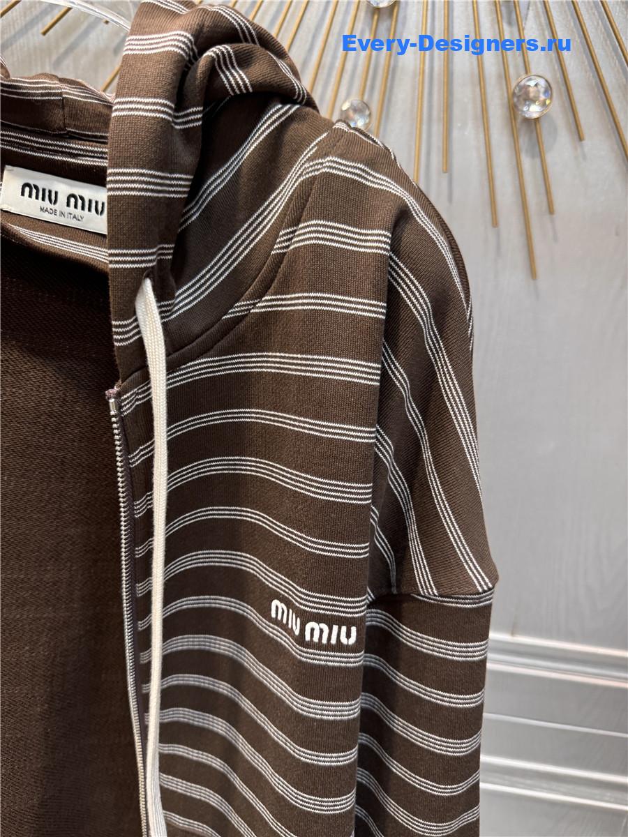 Miu Miu Hooded Zip-up Sweatshirt