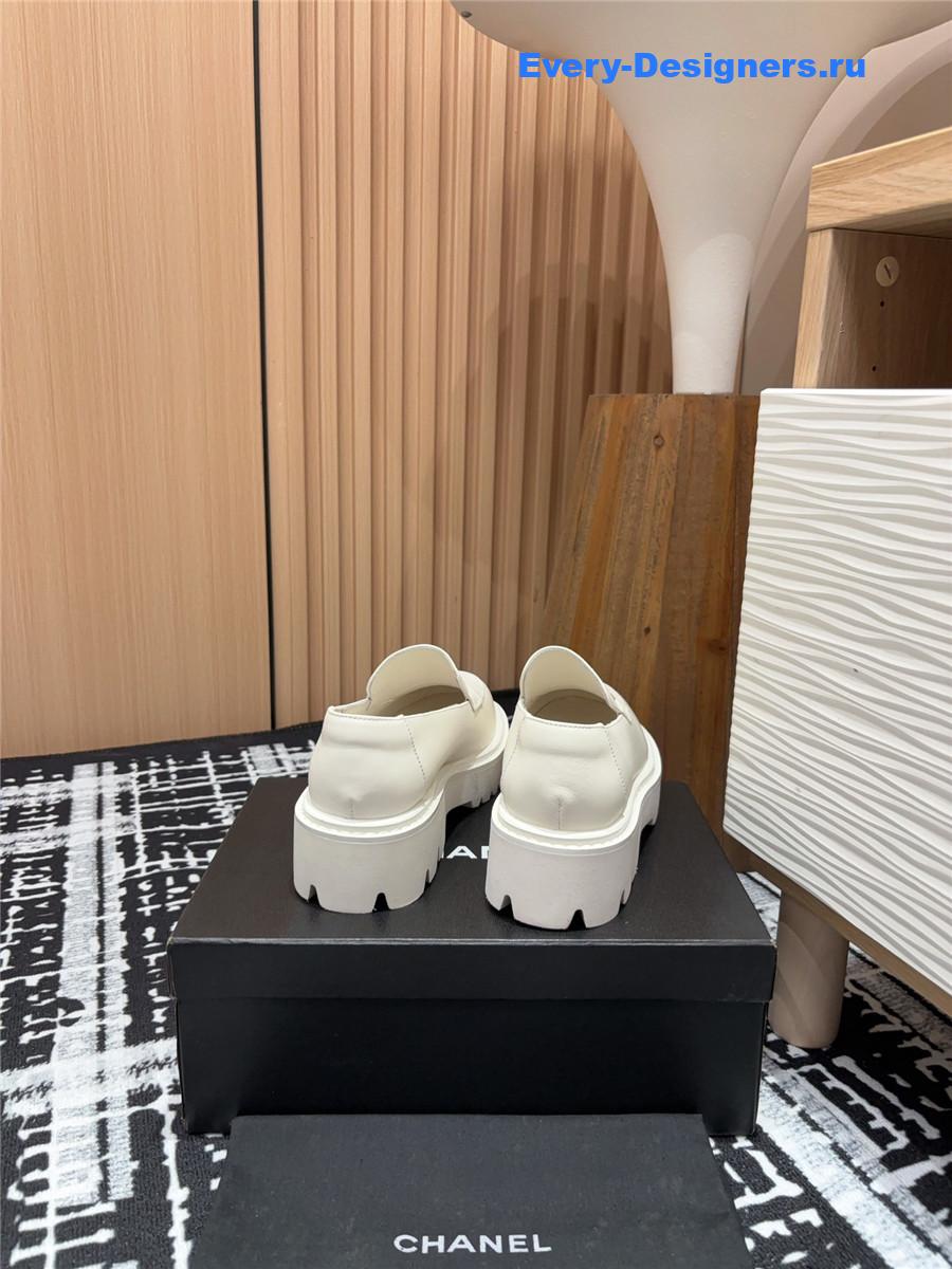 Ch**el white lace-up platform loafers