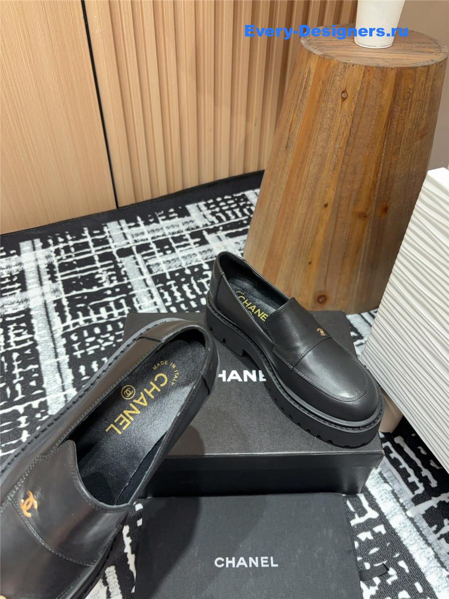 Ch**el black lace-up platform loafers