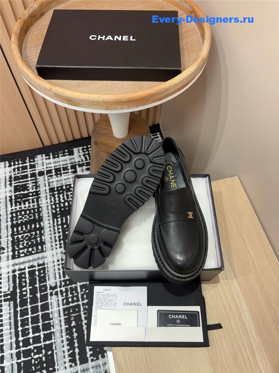 Ch**el black lace-up platform loafers