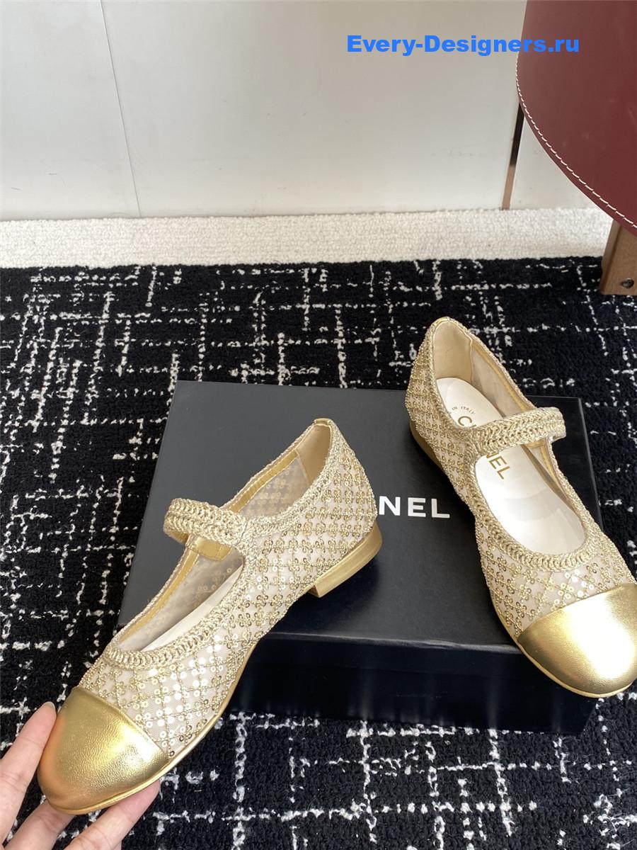 Ch**el gold sequin mary jane flats