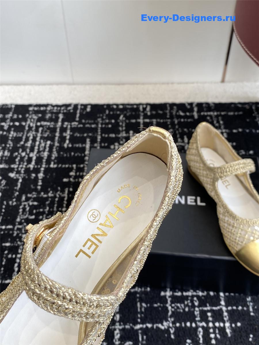 Ch**el gold sequin mary jane flats