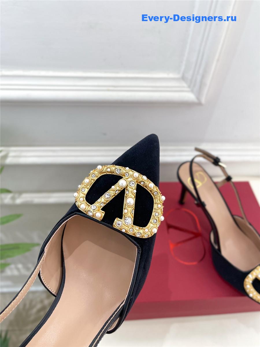 Va1e*ntin0 garavani black satin slingback pumps