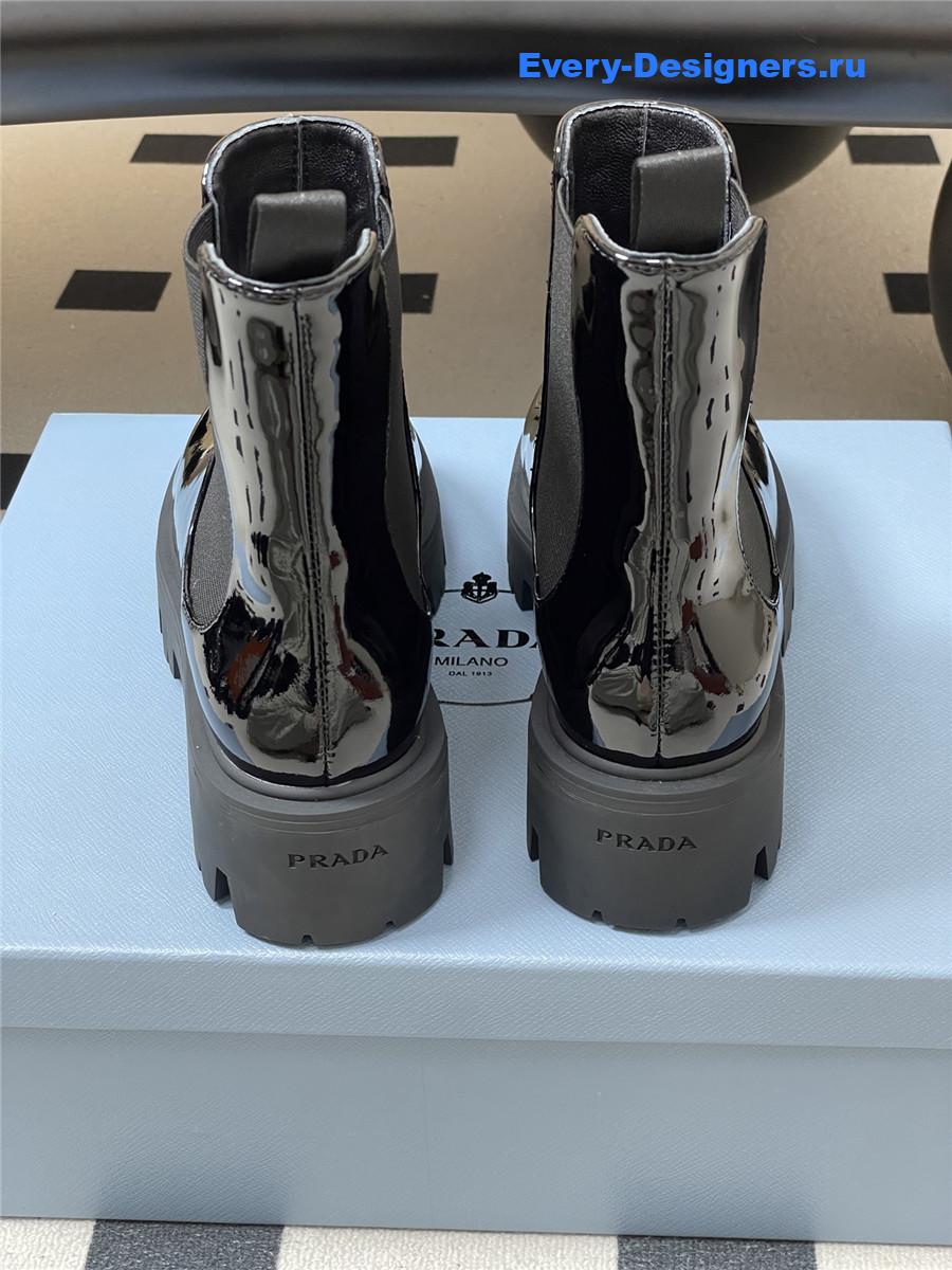 Pra*a black patent oxford chelsea boots