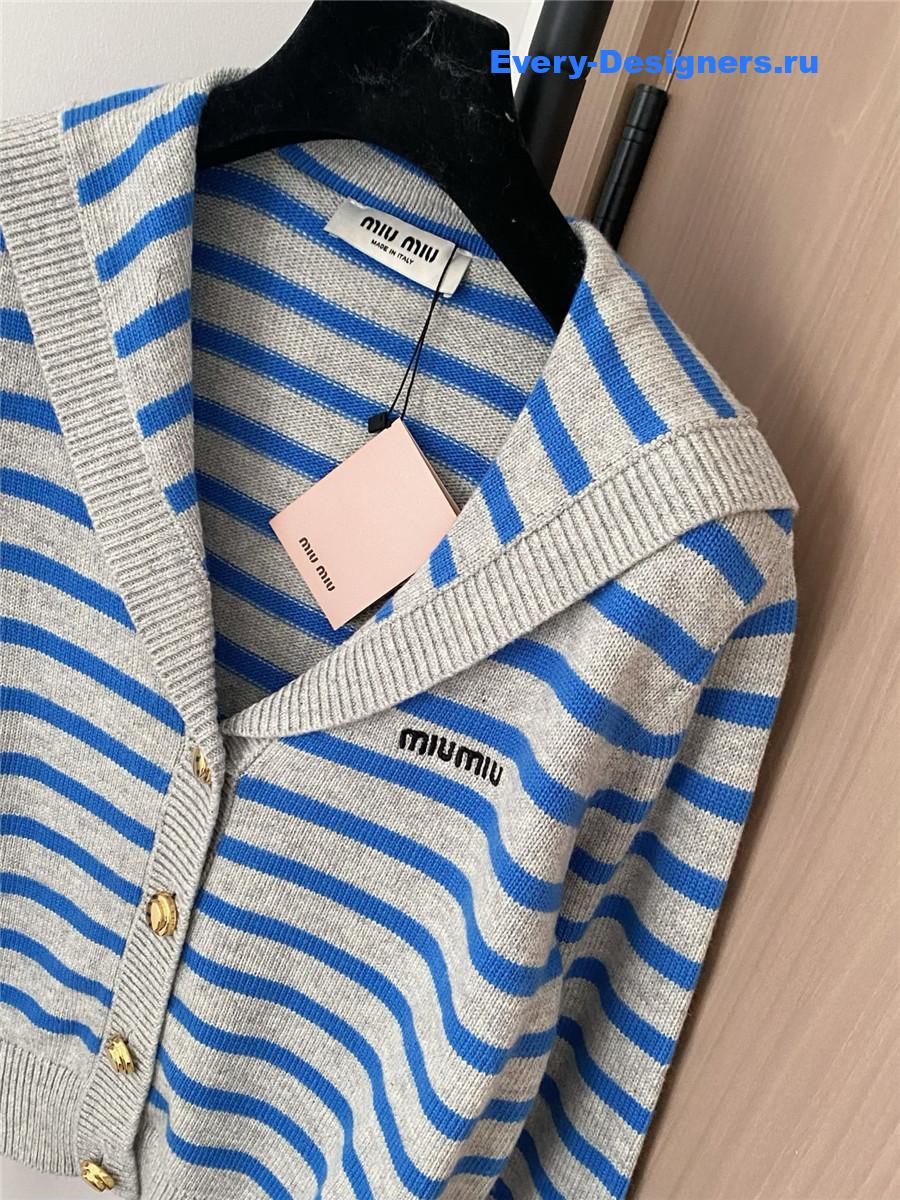 Miu Miu Women Blue White Striped Shirt
