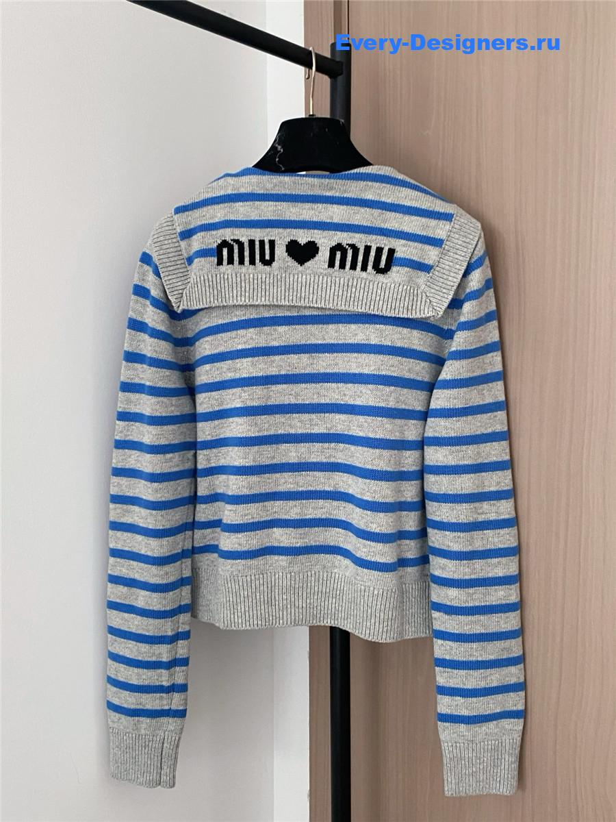 Miu Miu Women Blue White Striped Shirt