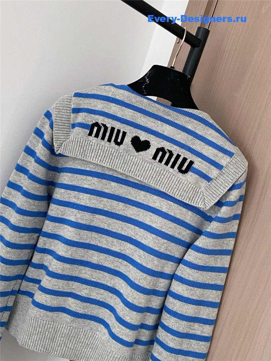 Miu Miu Women Blue White Striped Shirt