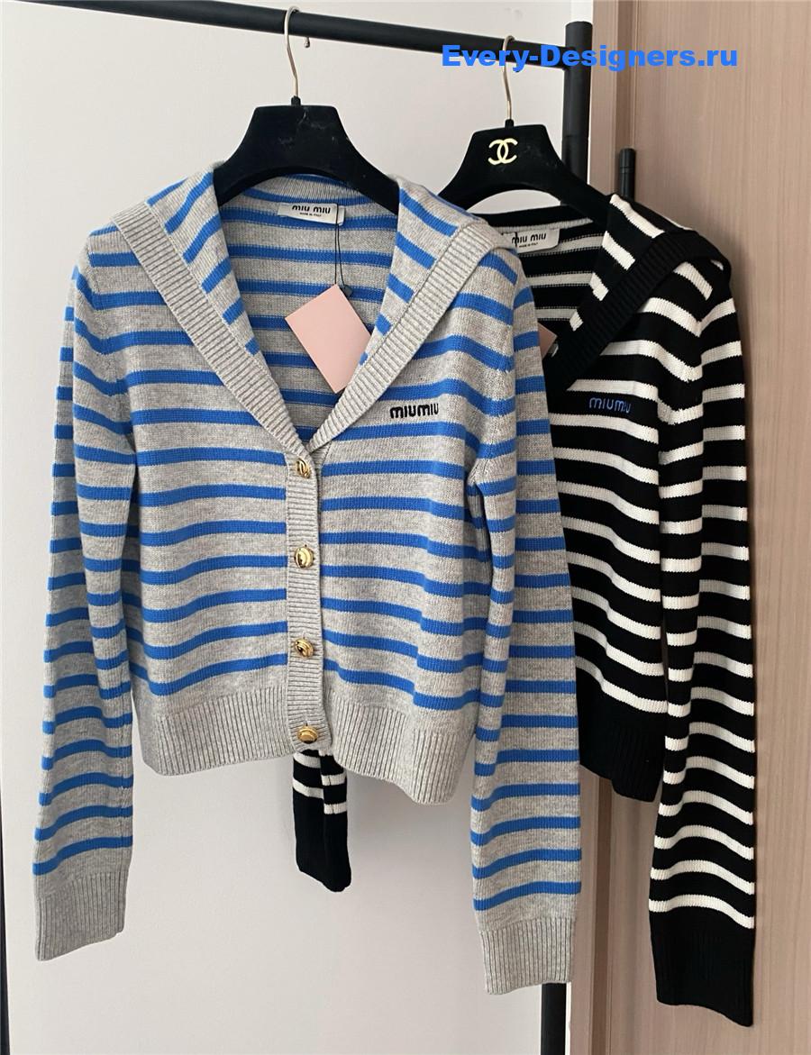 Miu Miu Women Black White Striped Shirt