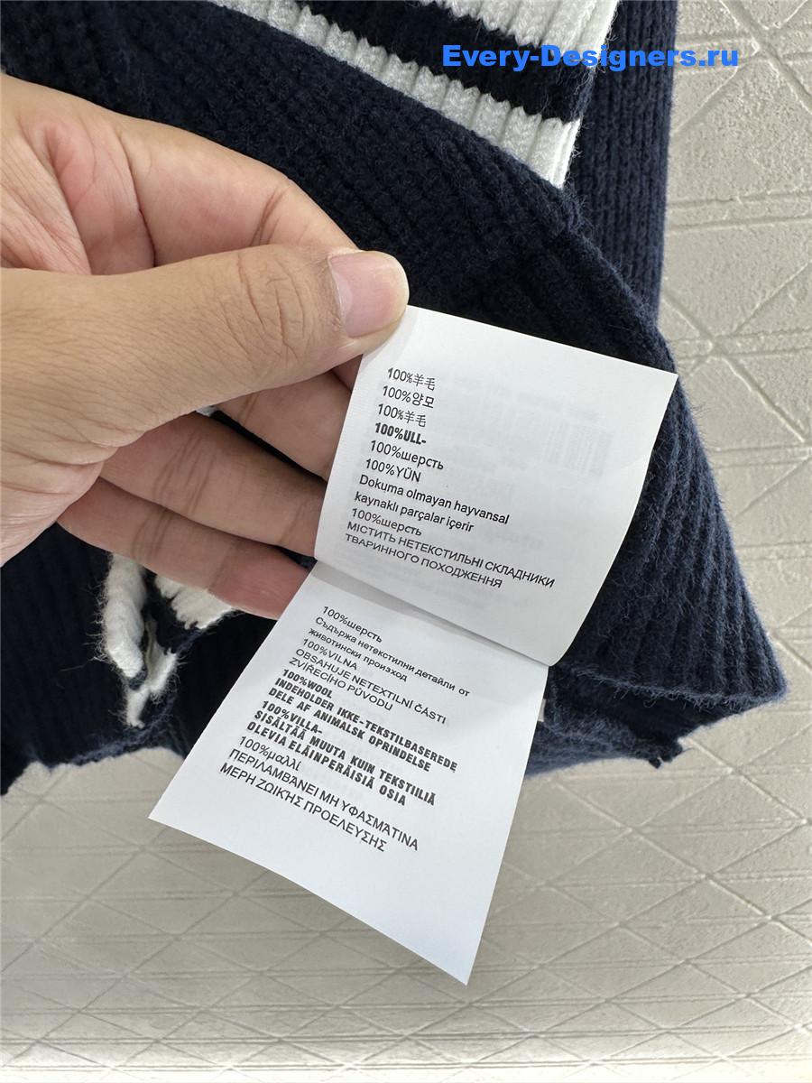 Miu Miu Navy Ribbed Knit V-neck Cardigan