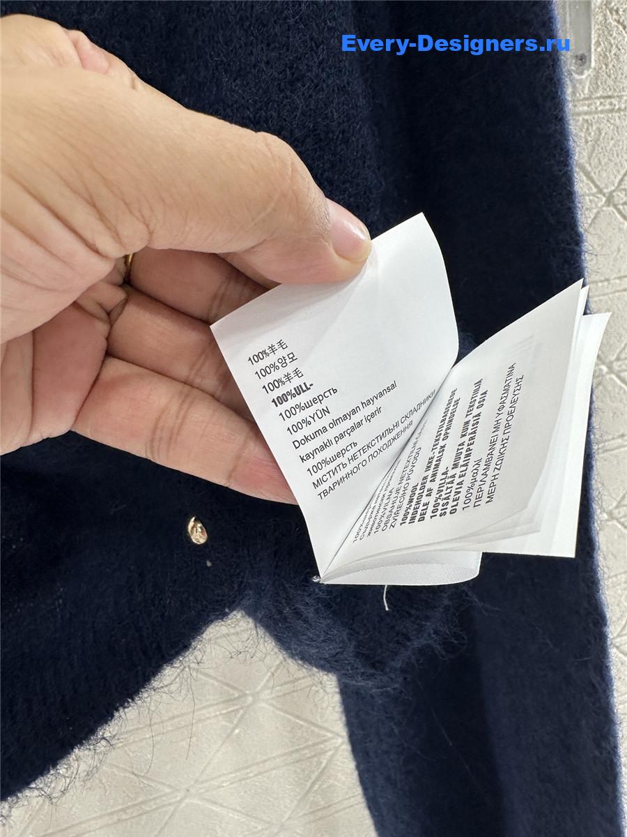 Miu Miu rhinestone navy knitted cardigan