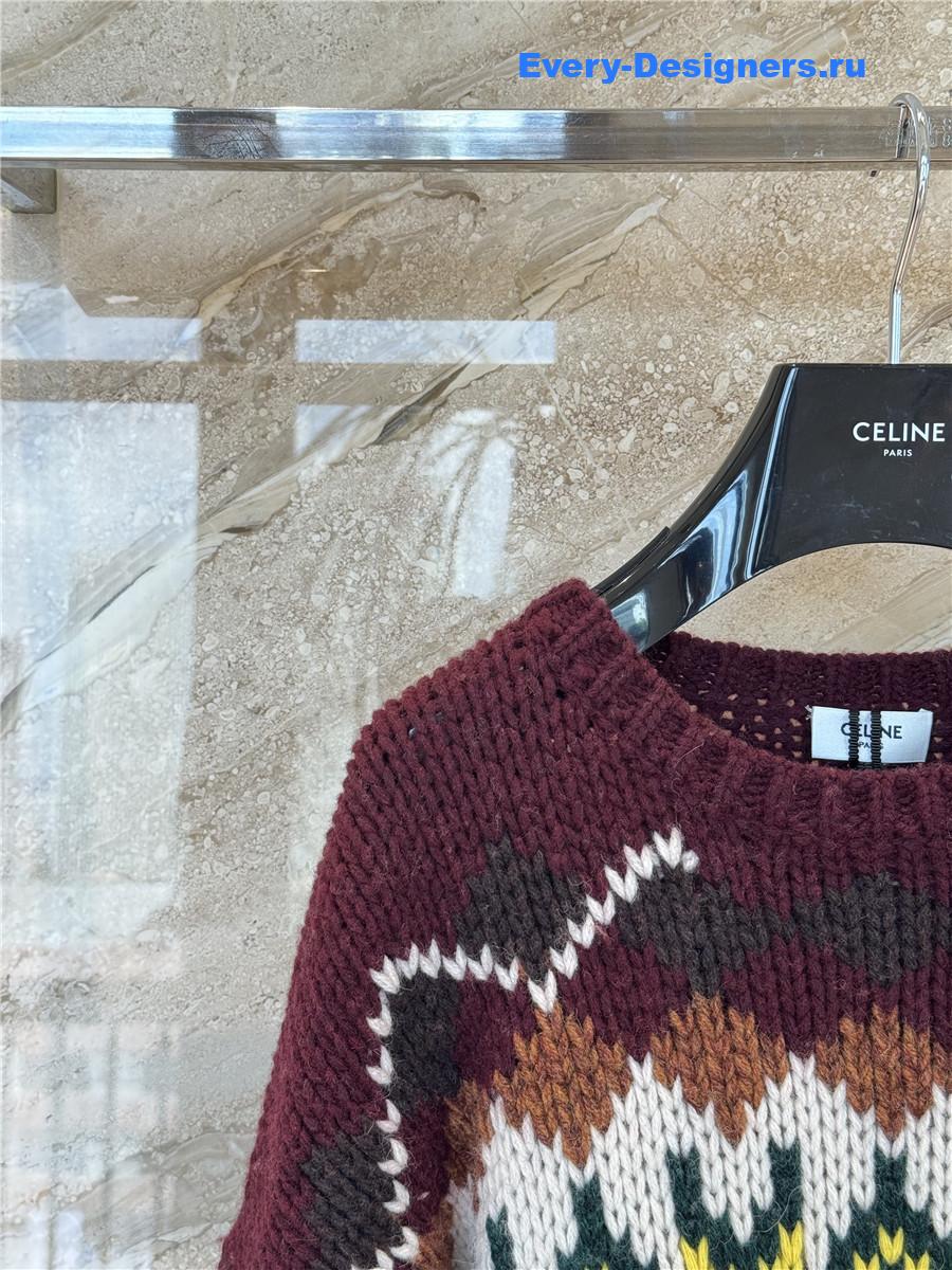 Ce1i*e fair isle jacquard wool crewneck sweater