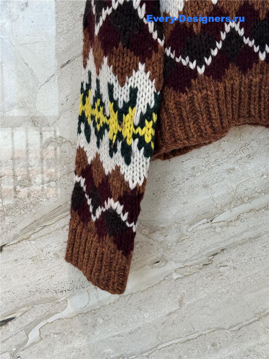 Ce1i*e fair isle jacquard wool crewneck sweater