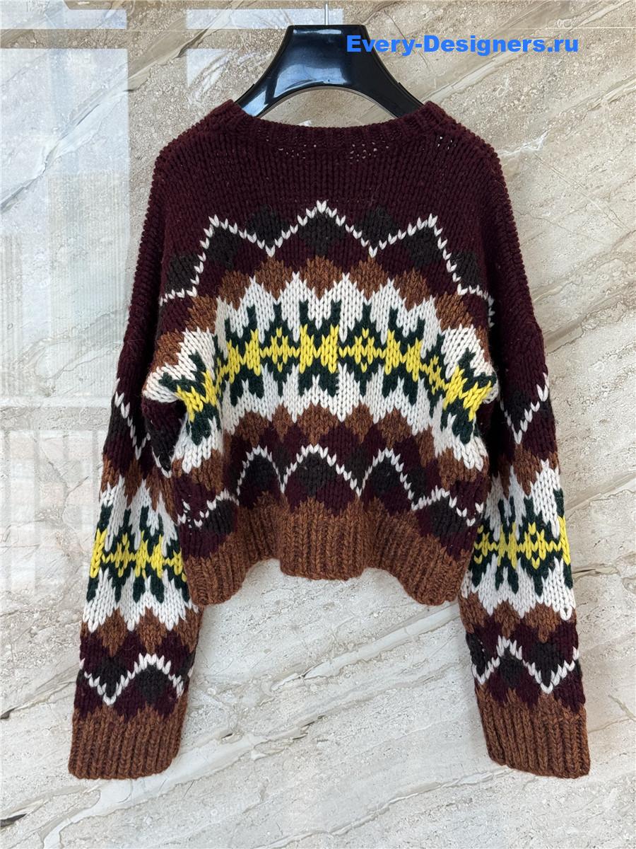 Ce1i*e fair isle jacquard wool crewneck sweater