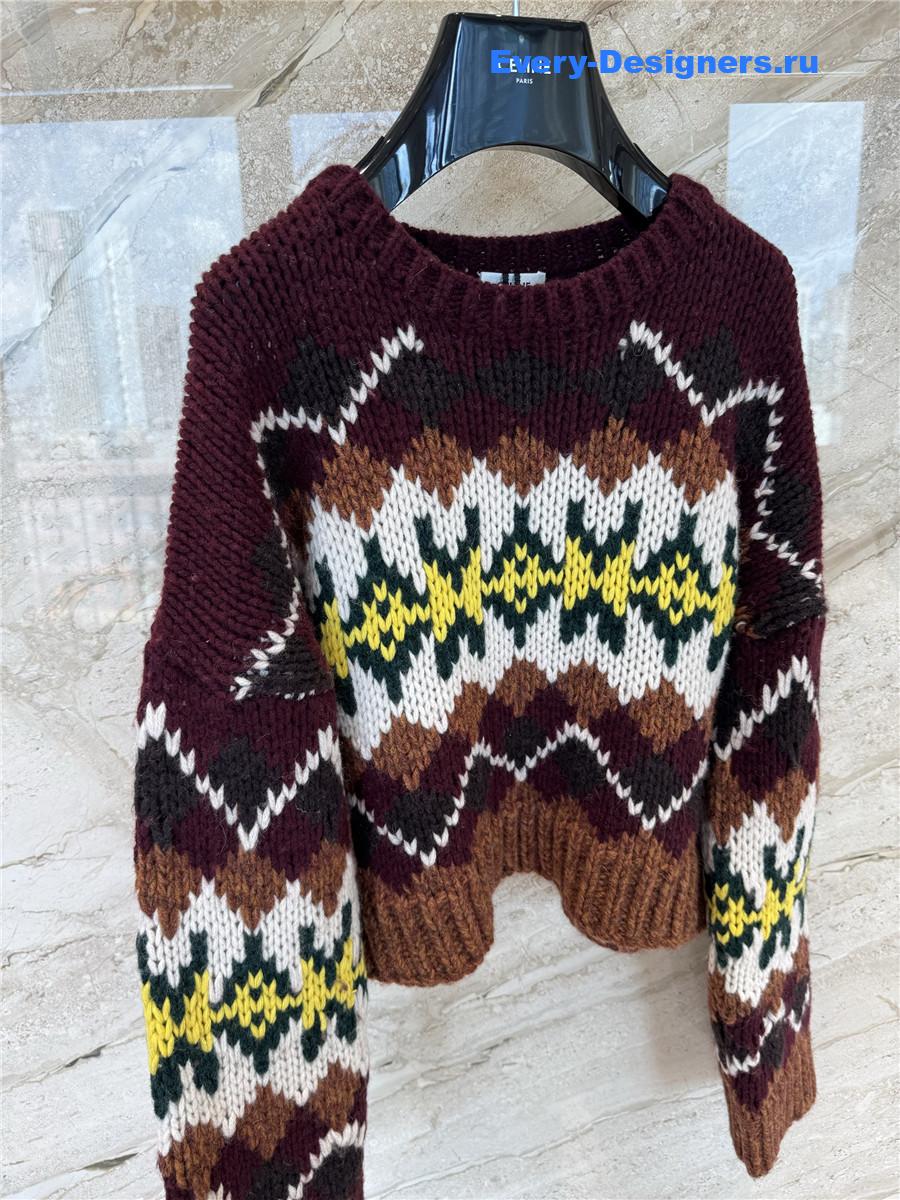 Ce1i*e fair isle jacquard wool crewneck sweater