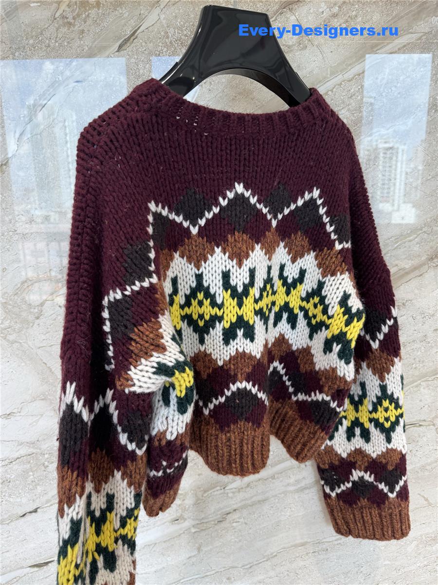 Ce1i*e fair isle jacquard wool crewneck sweater