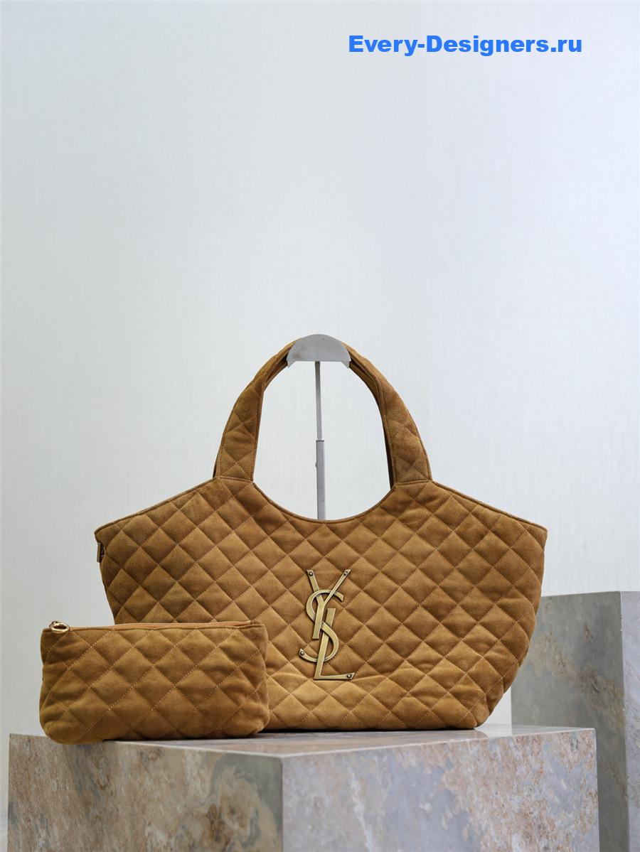 Sa1nt Lau*nt quilted suede icare small shopping tote