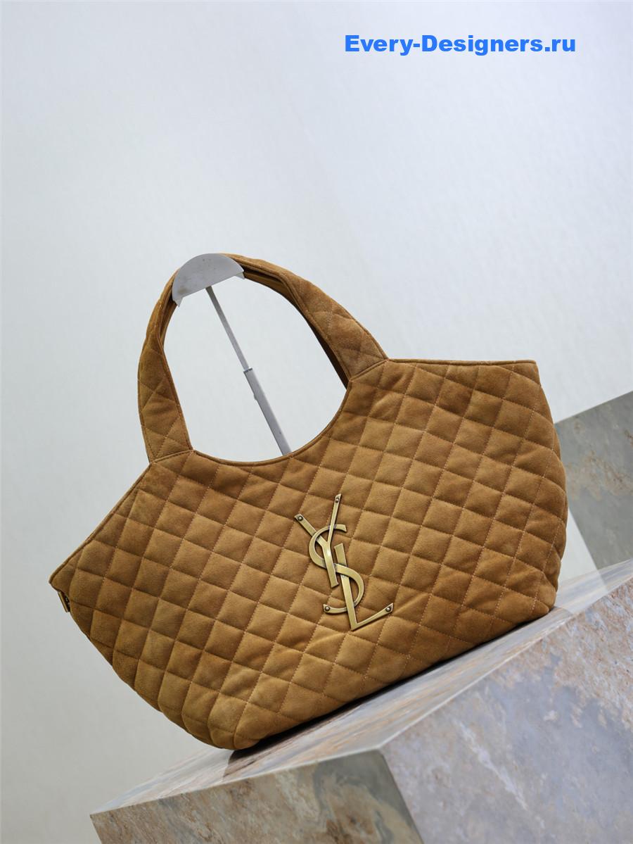 Sa1nt Lau*nt quilted suede icare small shopping tote