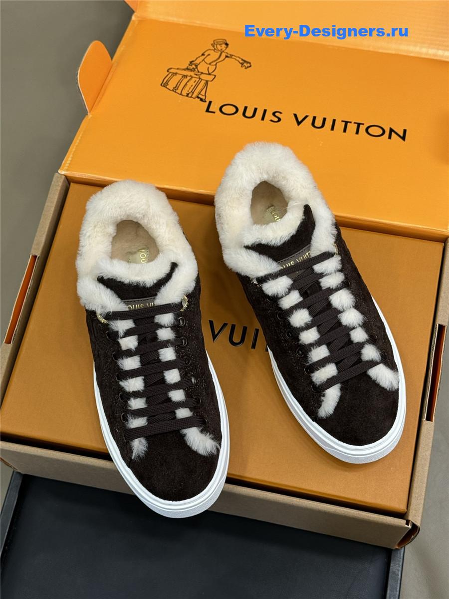 l0vis Vvtt0n dark brown time out shearling sneakers
