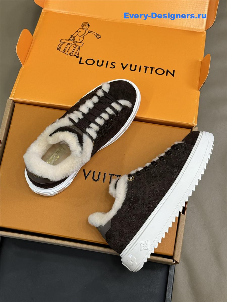 l0vis Vvtt0n dark brown time out shearling sneakers