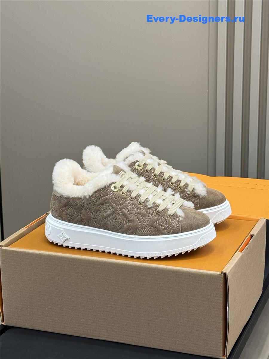 l0vis Vvtt0n brown time out shearling sneakers