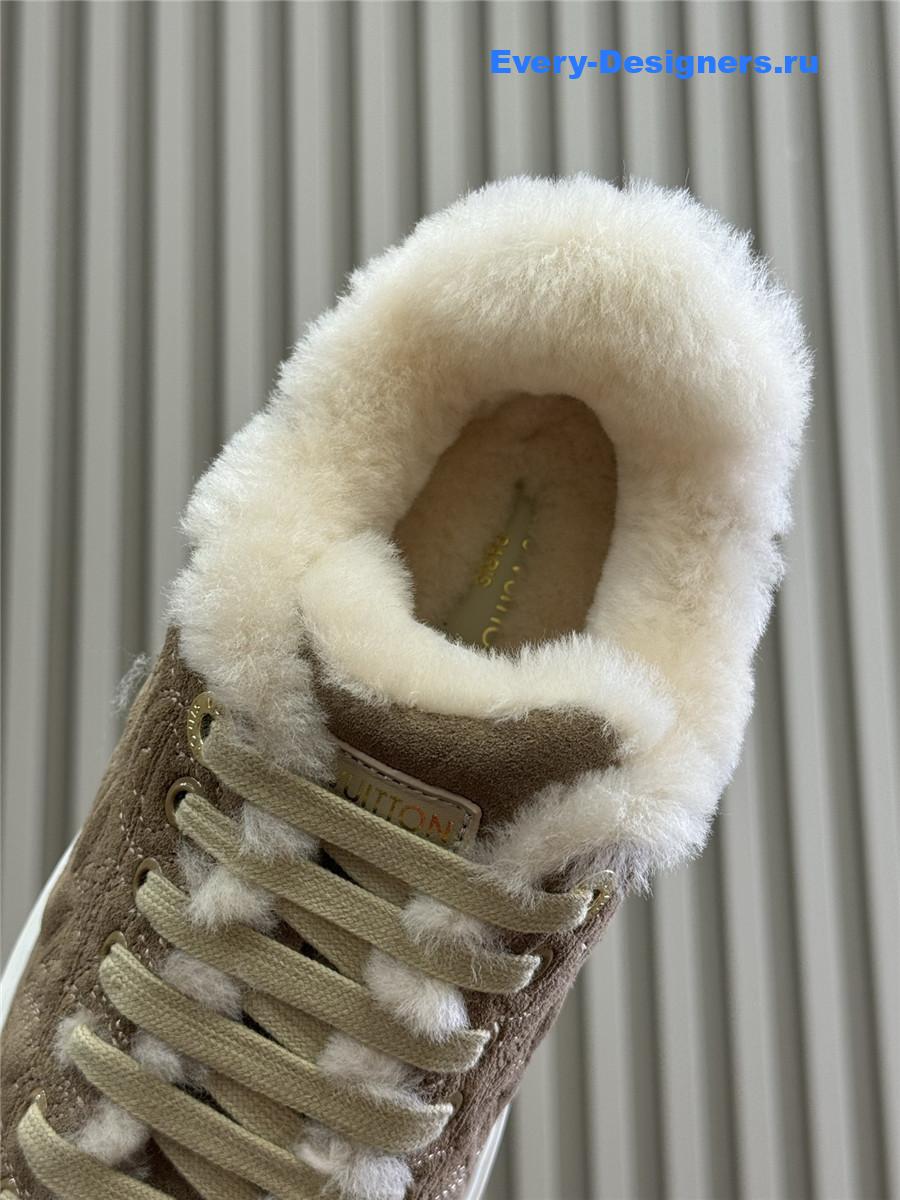 l0vis Vvtt0n brown time out shearling sneakers