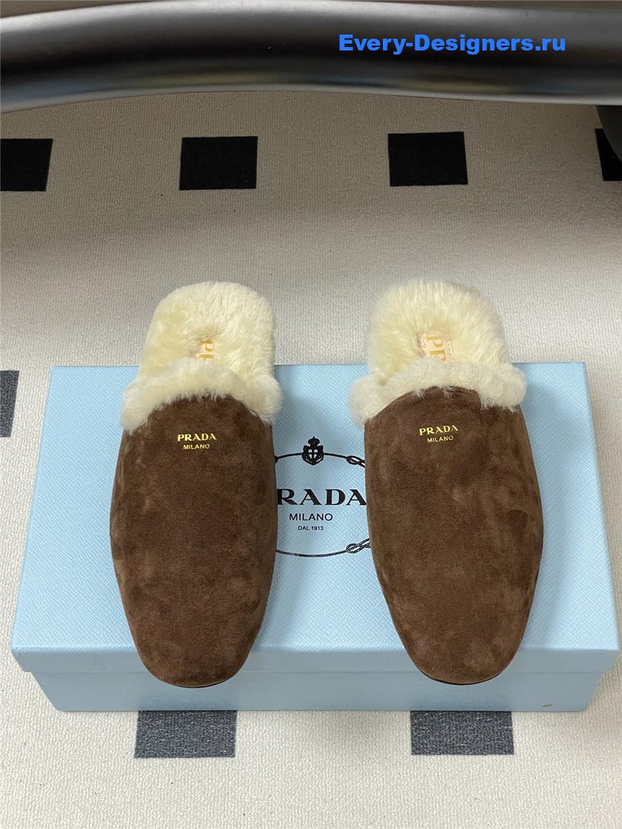 Pra*a dark brown suede mules